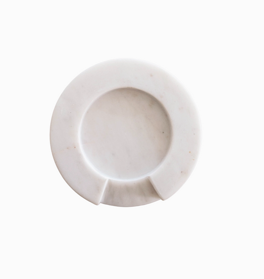 Turned White Marble Round Spoon Rest - Rustike Home