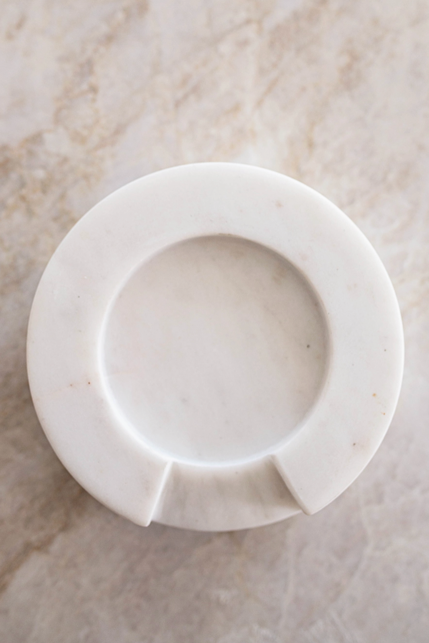 Turned White Marble Round Spoon Rest - Rustike Home