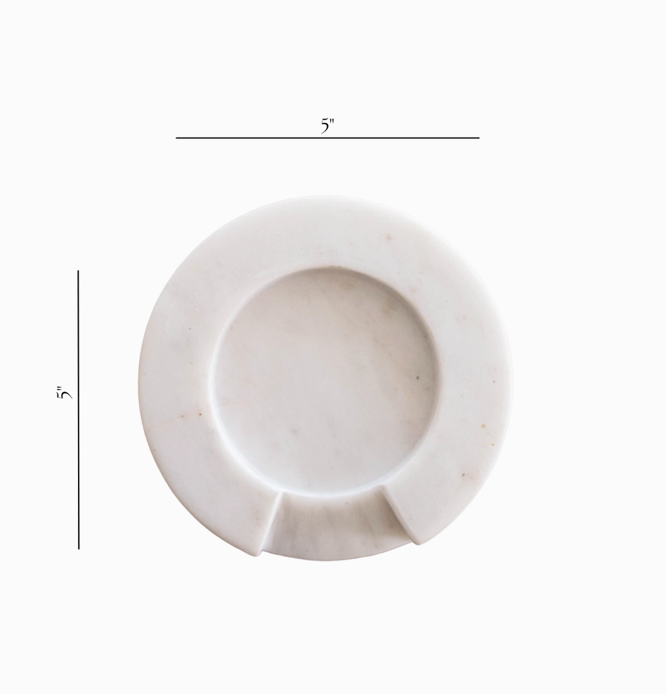 Turned White Marble Round Spoon Rest - Rustike Home