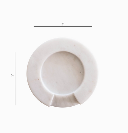Turned White Marble Round Spoon Rest - Rustike Home