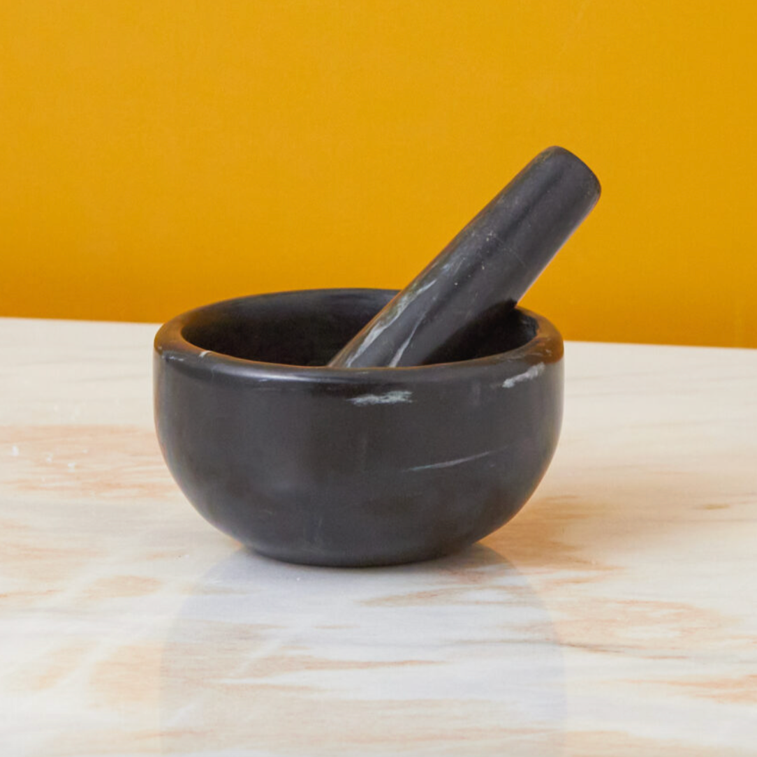 Black Marble Mortar & Pestle - Rustike Home