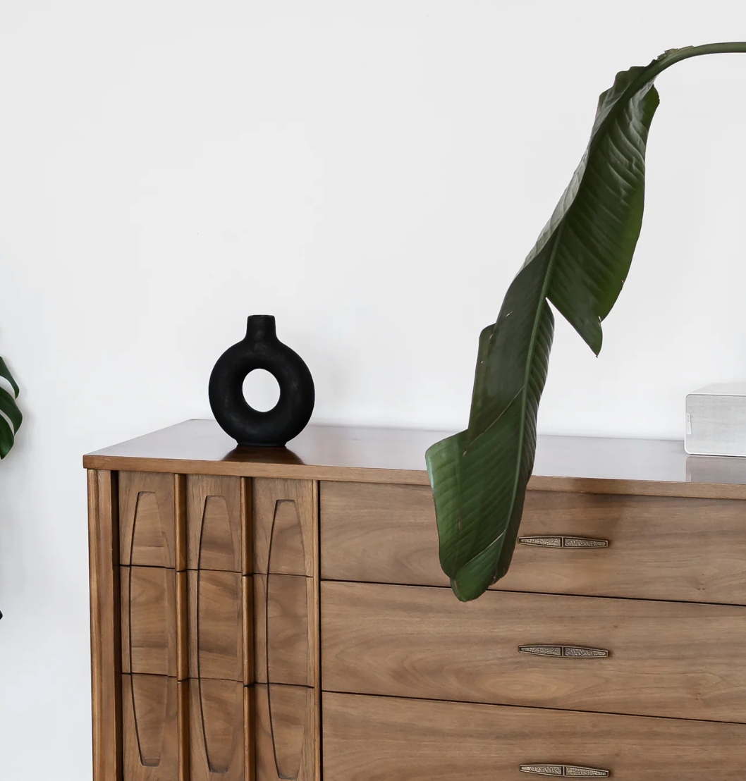 Modern Ring Vase Black Medium Vase for Home Decor - Rustike Home
