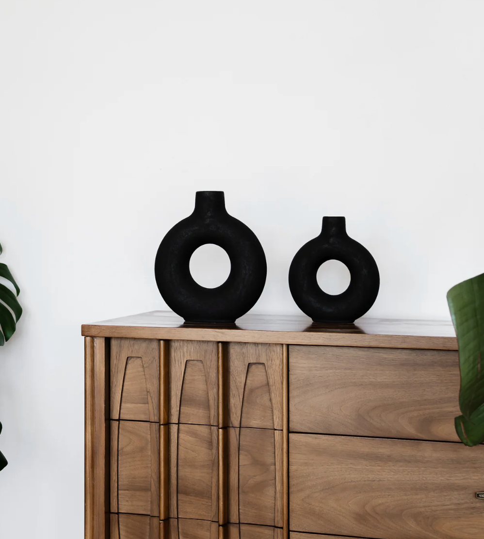 Modern Ring Vase Black Large Vase for Home Decor - Rustike Home