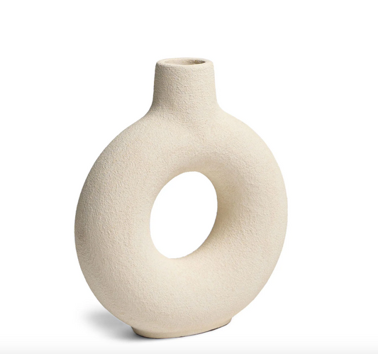 Modern Ring Vase White Medium Vase for Home Decor - Rustike Home