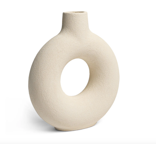 Modern Ring Vase White Large Vase for Home Decor - Rustike Home