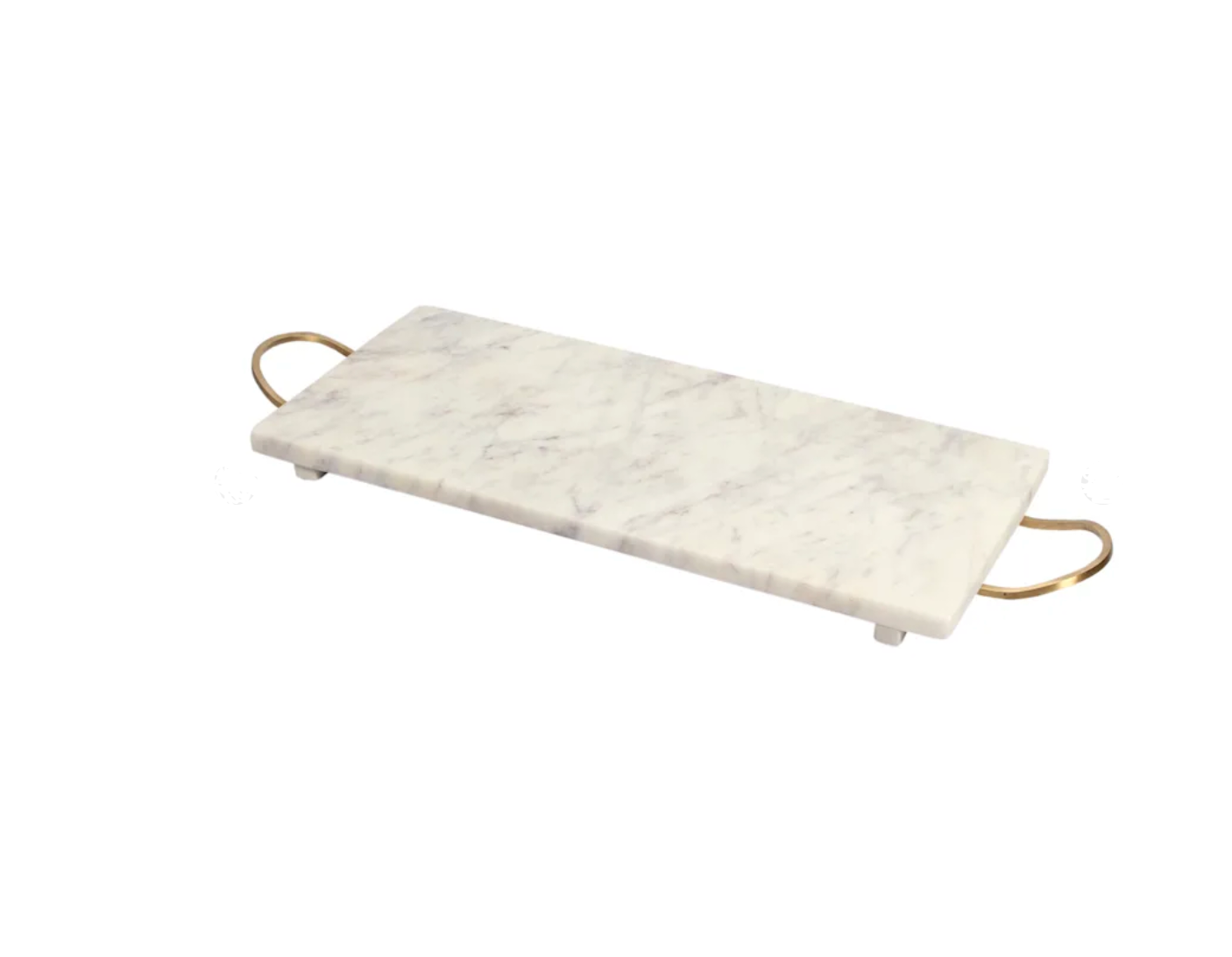 Off-White Marble Tray with Purple and Rose & Brass Handles | Home decor - Rustike Home