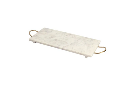 Off-White Marble Tray with Purple and Rose & Brass Handles | Home decor - Rustike Home