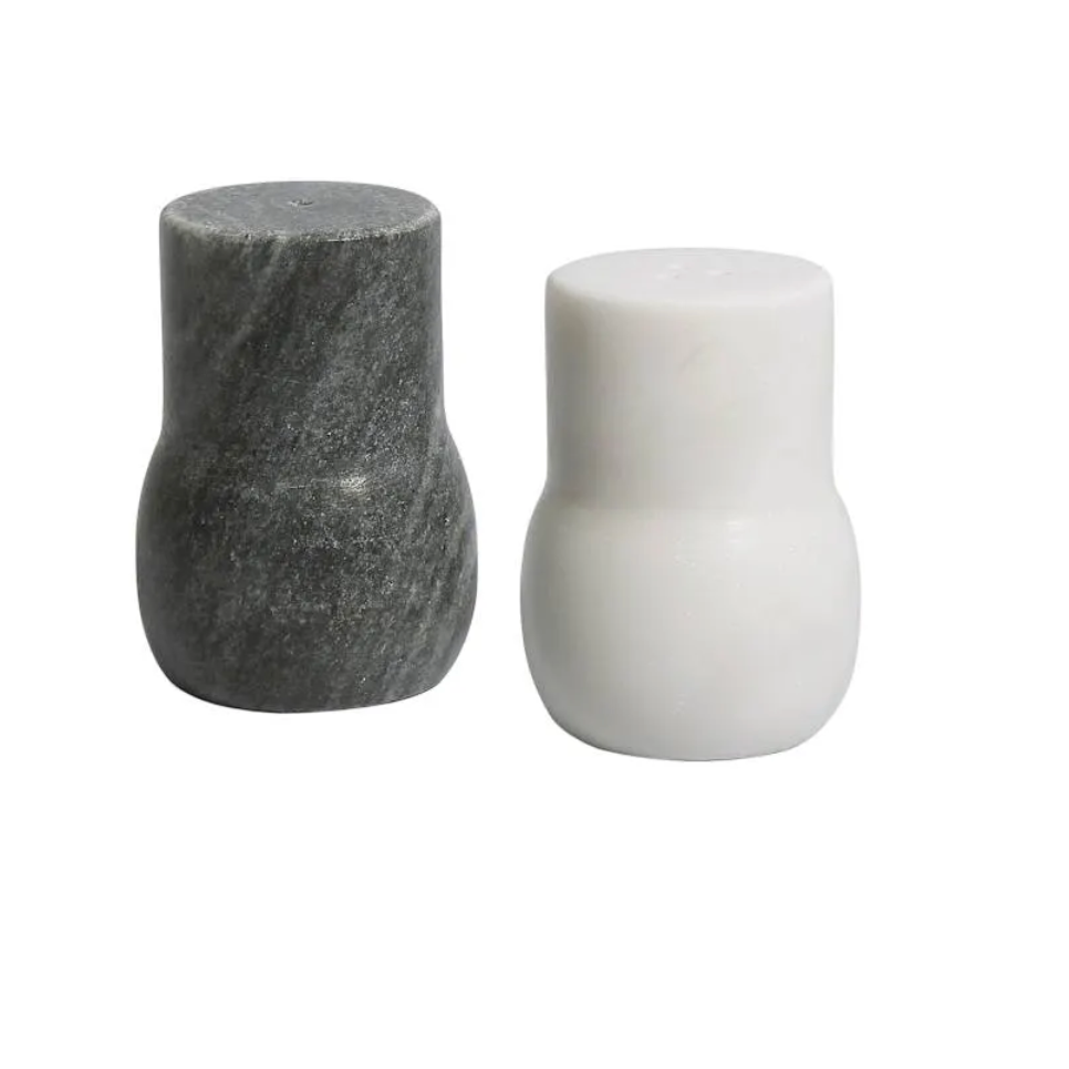 White and Grey Salt and Pepper Set - Rustike Home