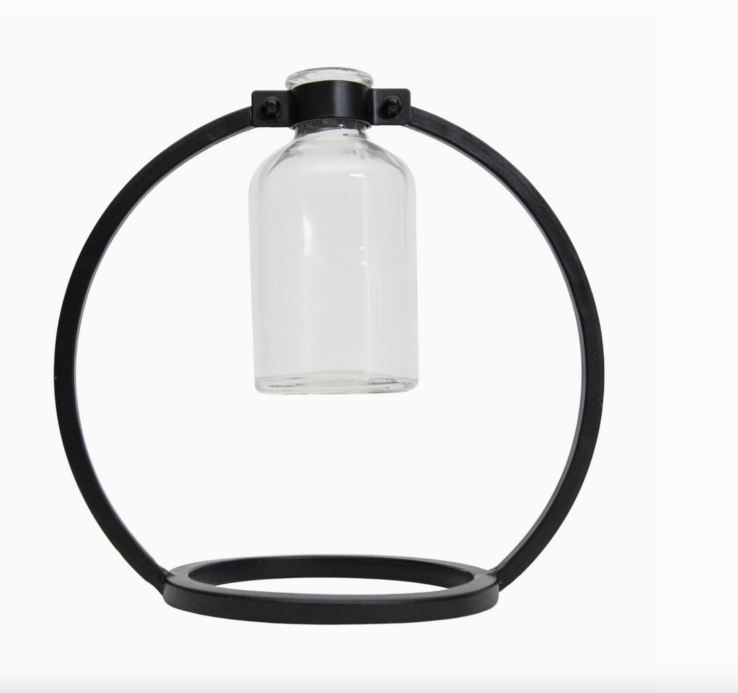 Capstone Floating Glass Bud Vase Brass & Black Finish Metal | Home Decor - Rustike Home