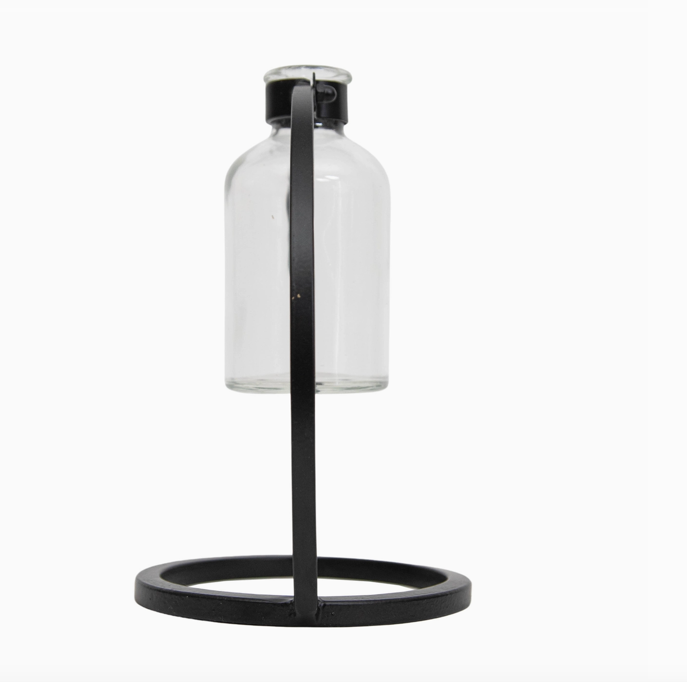 Capstone Floating Glass Bud Vase Brass & Black Finish Metal | Home Decor - Rustike Home