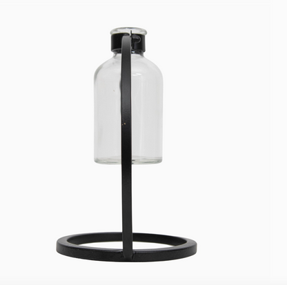 Capstone Floating Glass Bud Vase Brass & Black Finish Metal | Home Decor - Rustike Home