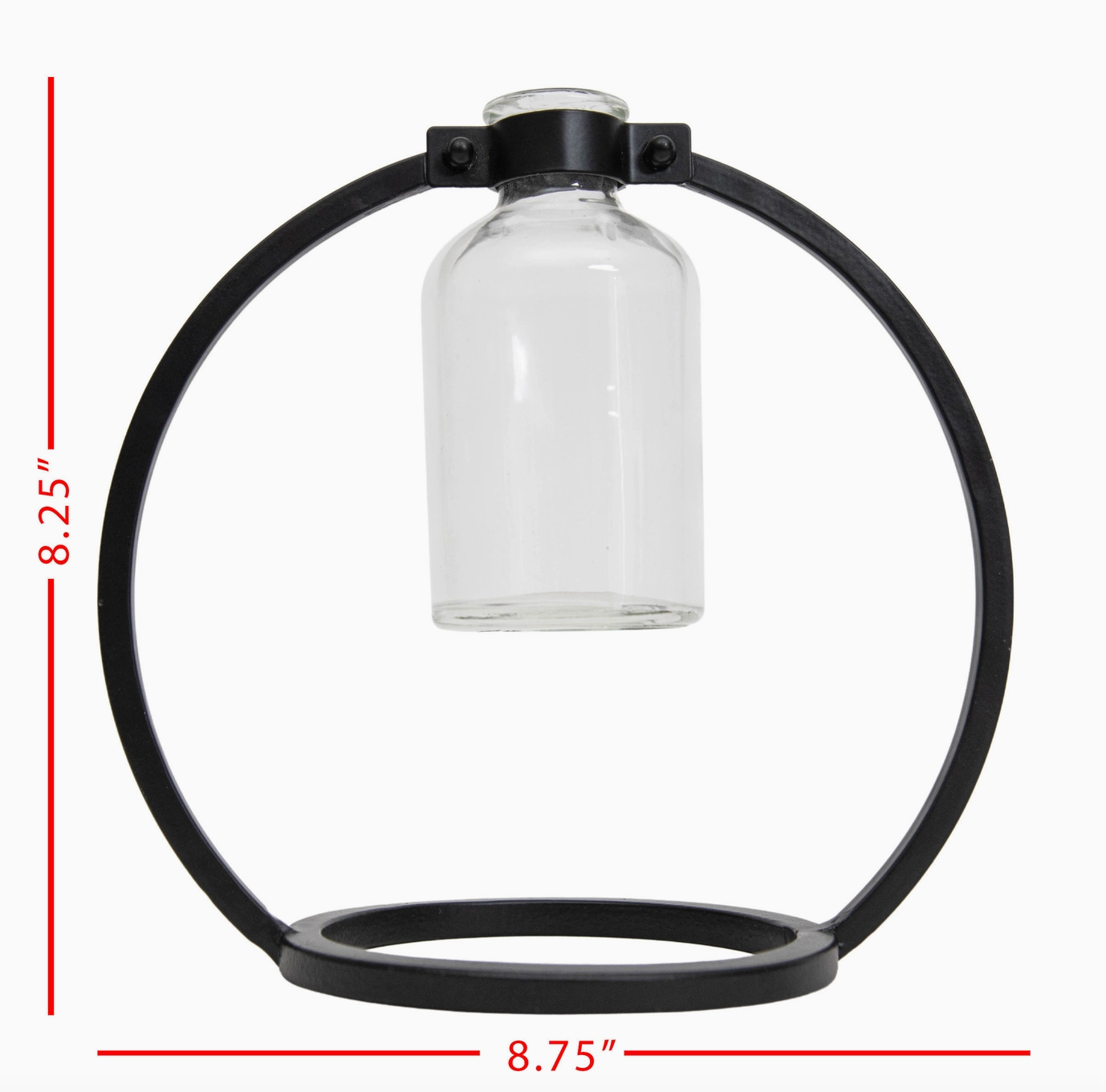 Capstone Floating Glass Bud Vase Brass & Black Finish Metal | Home Decor - Rustike Home