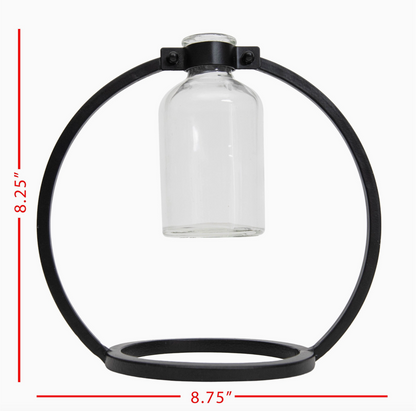 Capstone Floating Glass Bud Vase Brass & Black Finish Metal | Home Decor - Rustike Home