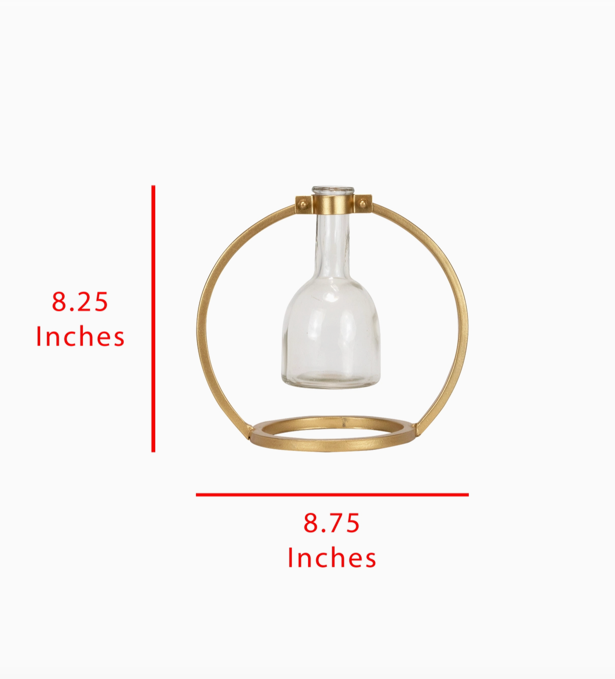 Capstone Floating Glass Bud Vase Brass & Black Finish Metal | Home Decor - Rustike Home