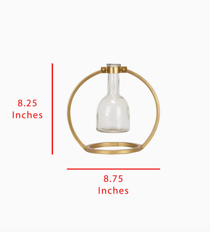 Capstone Floating Glass Bud Vase Brass & Black Finish Metal | Home Decor - Rustike Home