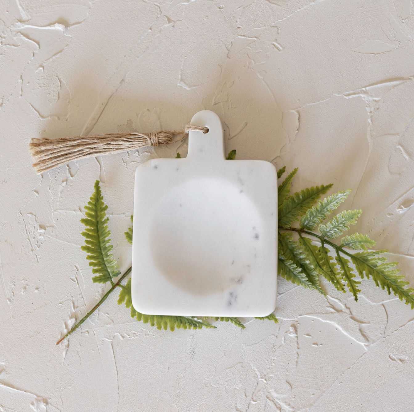 Black & White Marble Paddle Spoon Rest with Jute Tassel - Rustike Home