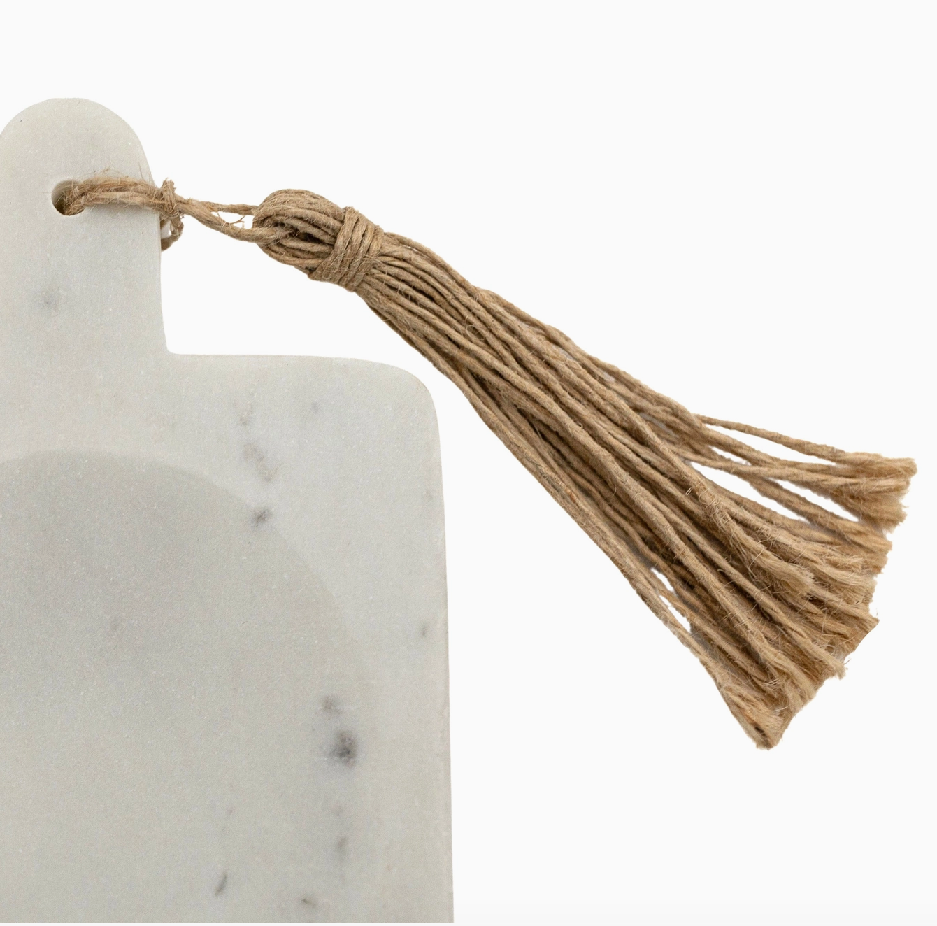 Black & White Marble Paddle Spoon Rest with Jute Tassel - Rustike Home