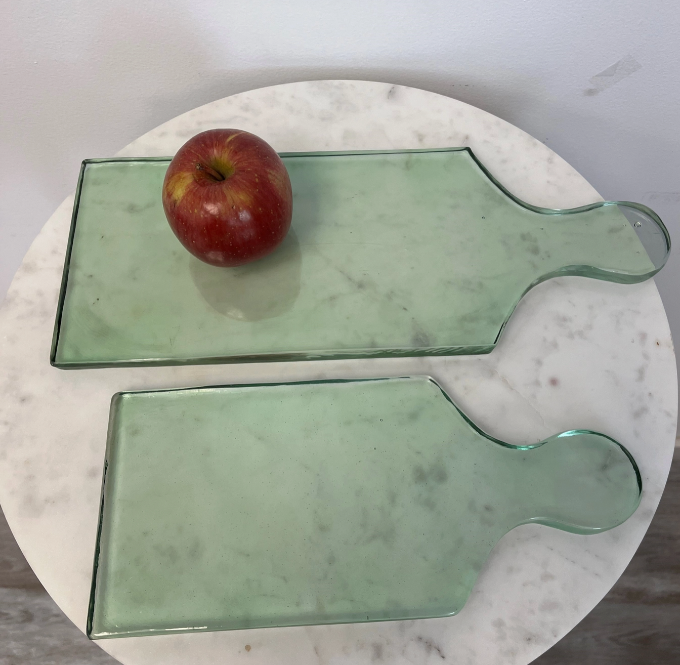 Medium Rectangular Recycled Glass Serving Board Light Green | Home Art - Rustike Home