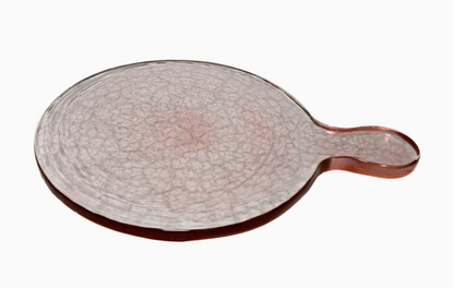 Small Round Recycled Glass Serving Board Dia 9" Light Pink | Home Art - Rustike Home