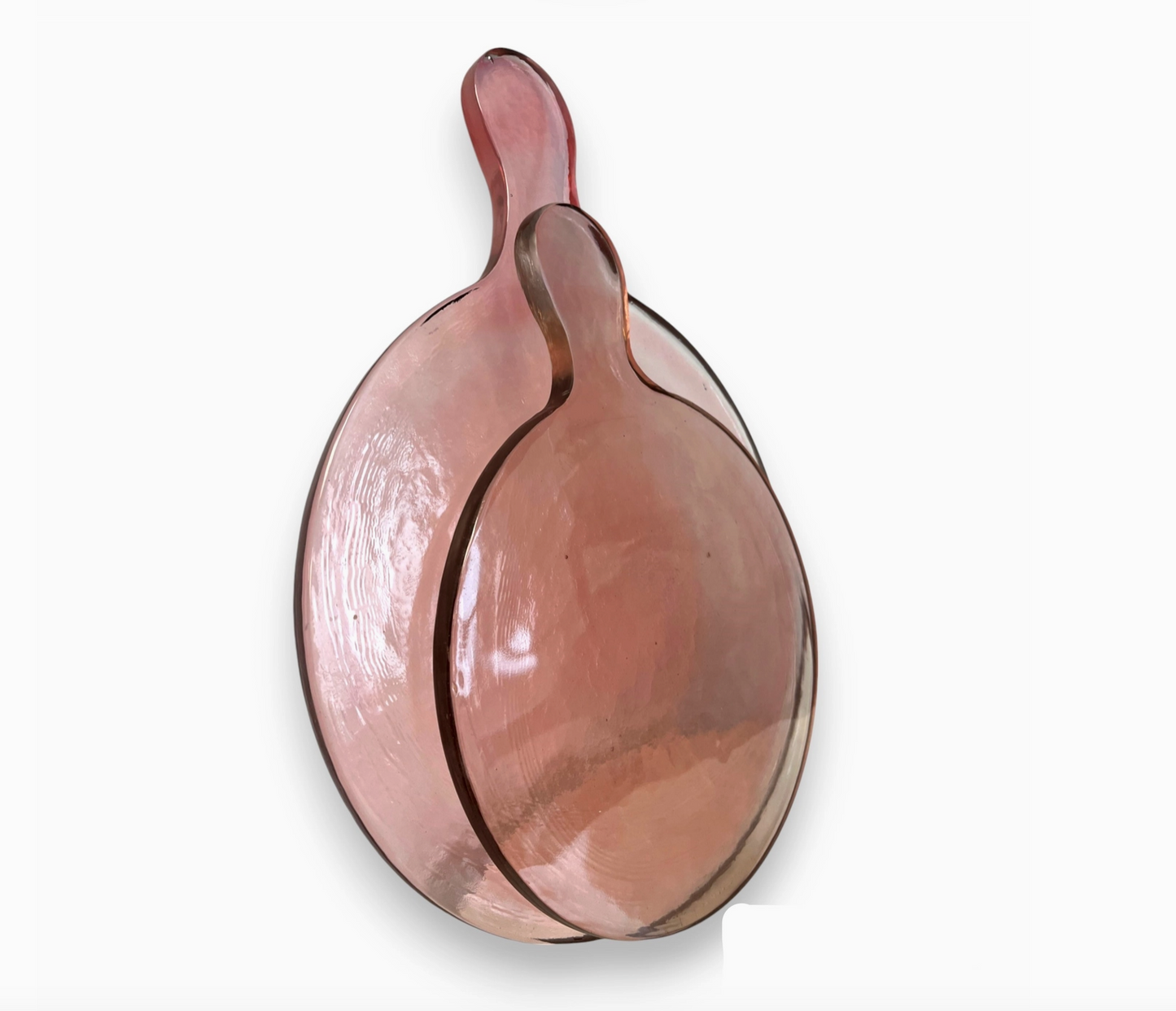 Small Round Recycled Glass Serving Board Dia 9" Light Pink | Home Art - Rustike Home