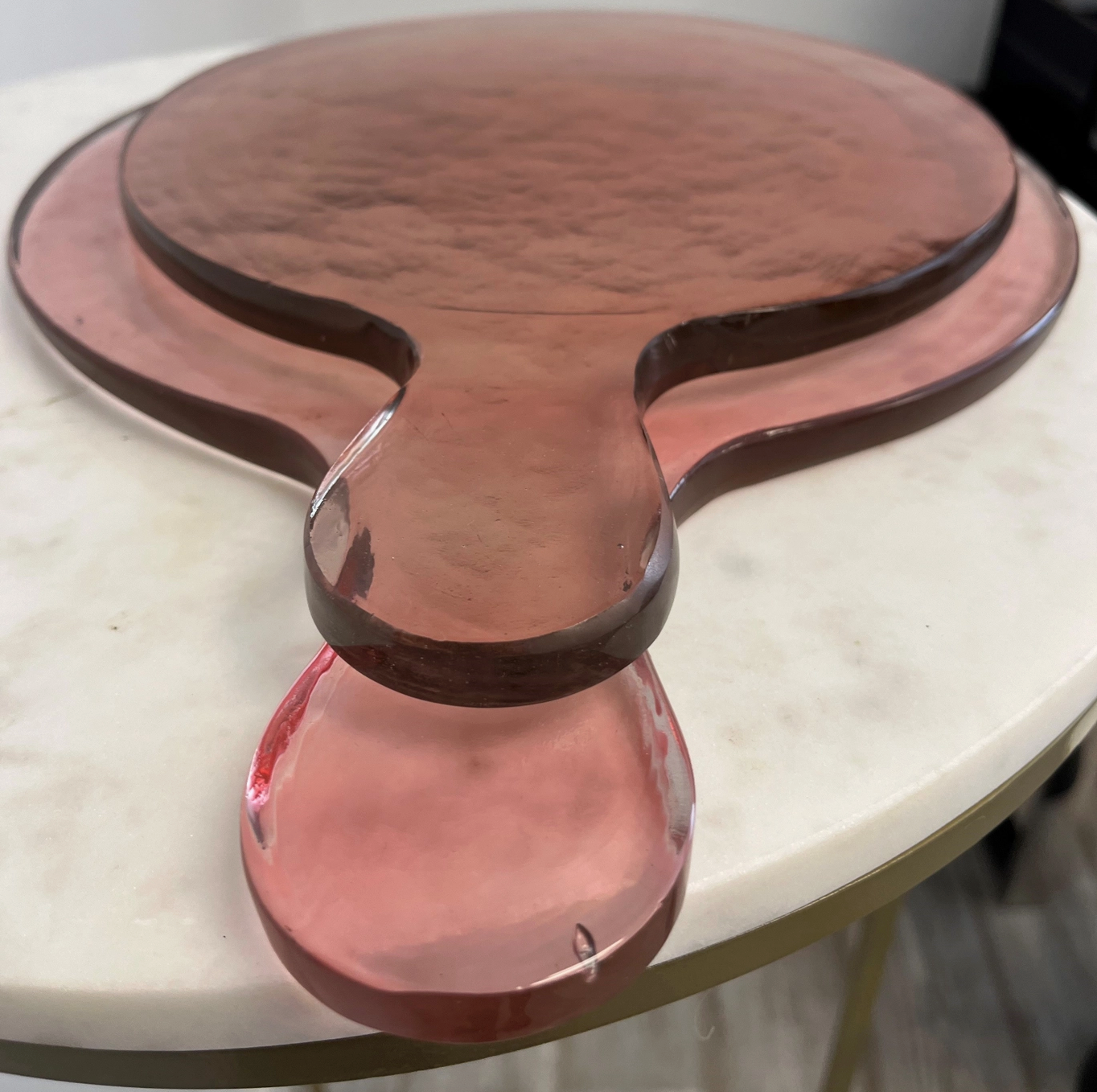 Small Round Recycled Glass Serving Board Dia 9" Light Pink | Home Art - Rustike Home