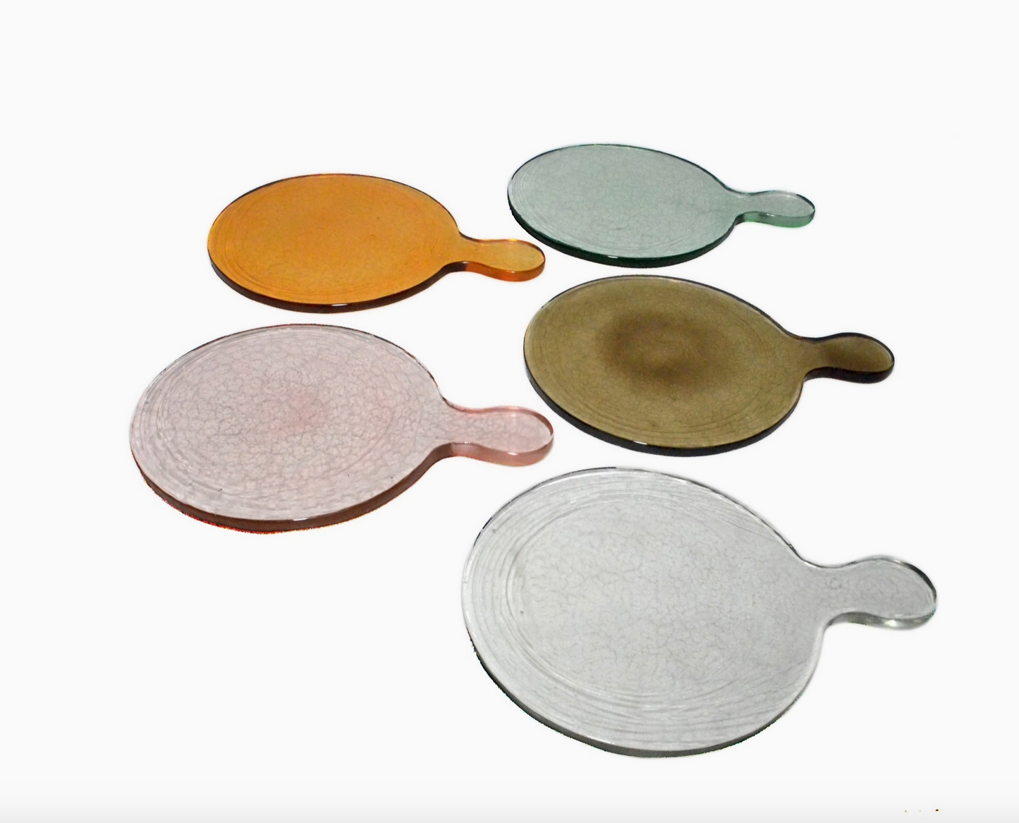 Small Round Recycled Glass Serving Board Dia 9" Light Pink | Home Art - Rustike Home