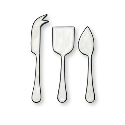 Vintage Enamel "Raine" Cheese Knife Serveware Set - Rustike Home