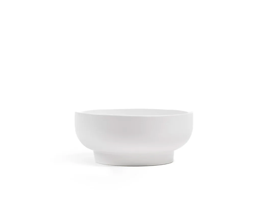 Round Porcelain "Mandi" White Pedestal Bowl Planter Pot for Plants and Home Decor - Rustike Home