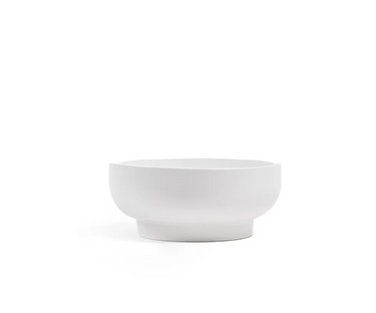 Round Porcelain "Mandi" White Pedestal Bowl Planter Pot for Plants and Home Decor - Rustike Home