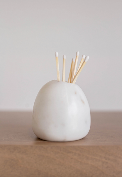 White Marble Match Holders - Rustike Home