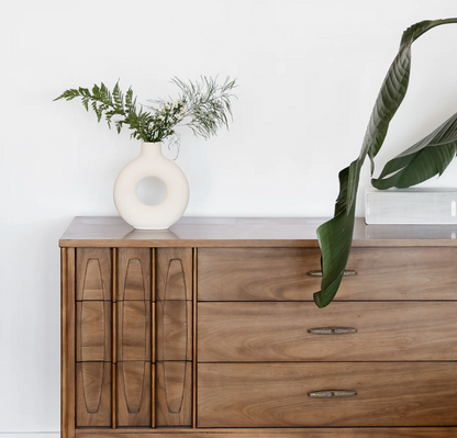 Modern Ring Vase White Large Vase for Home Decor - Rustike Home