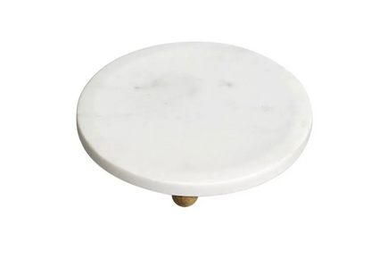 White Marbled Footed Trinket Tray, 8" | Home Art - Rustike Home