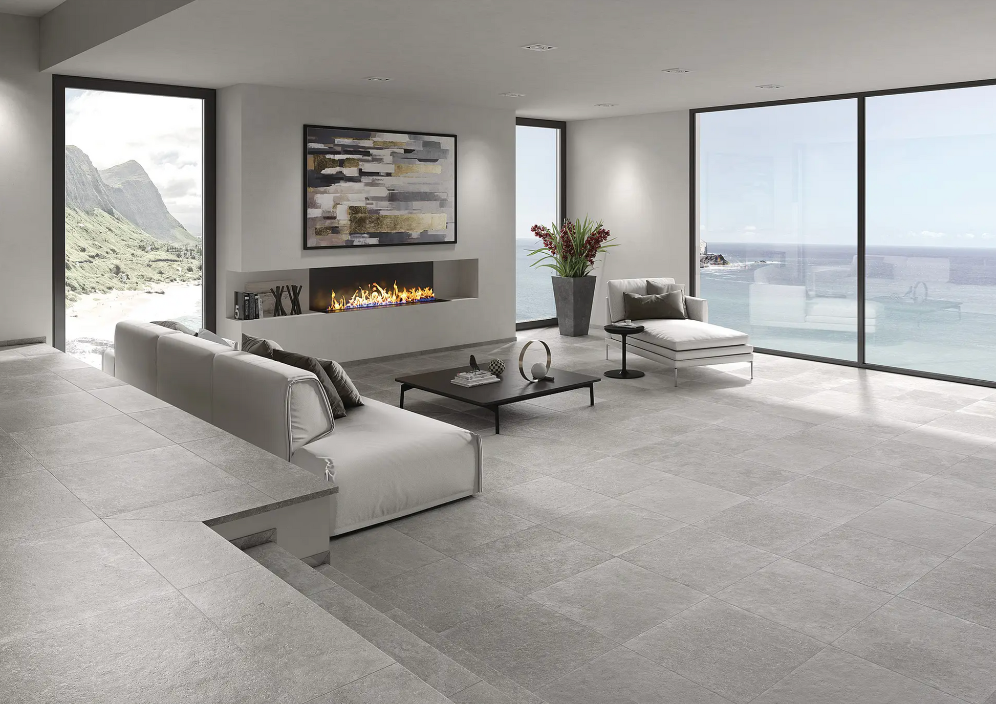 Limestone Alternative 7.87″ × 7.87″ Square Porcelain Floor Tile - Rustike Home