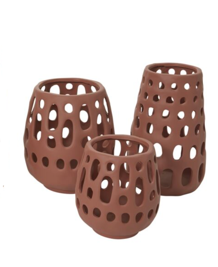 Terracotta Orange "Helena" Cutout Lantern Home Outdoor Patio Decor