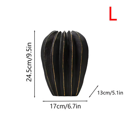 Ceramic Starfruit "Black" Decorative Flower Vase for Plants and Home Decor