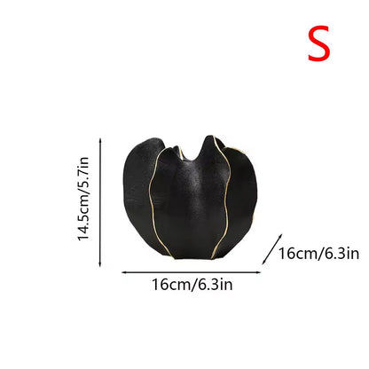 Ceramic Starfruit "Black" Decorative Flower Vase for Plants and Home Decor