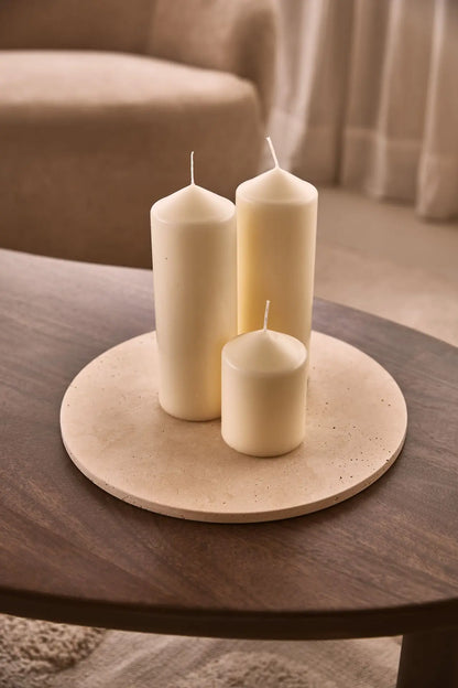 Beige Natural Travertine Round Tray Plateau