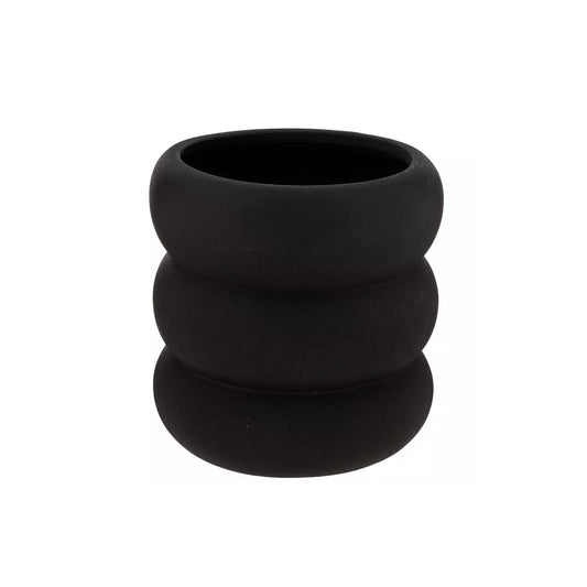 Black Round Fluted "Miles" Rough Vase for Home Decor - Rustike Home