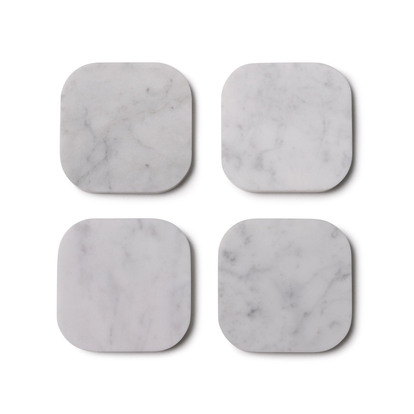 White Marble Squared Coasters, Set of 4 - Rustike Home
