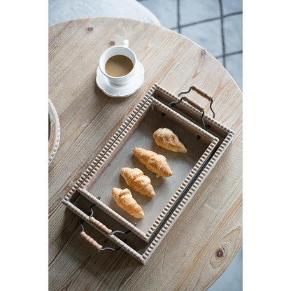 Rustic Wood Decorative Trays with Handles – Set of 2