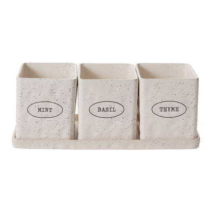 Off White Herb Pots "Aromas" Planter Pot Compote for Plants | Home Decor - Rustike Home