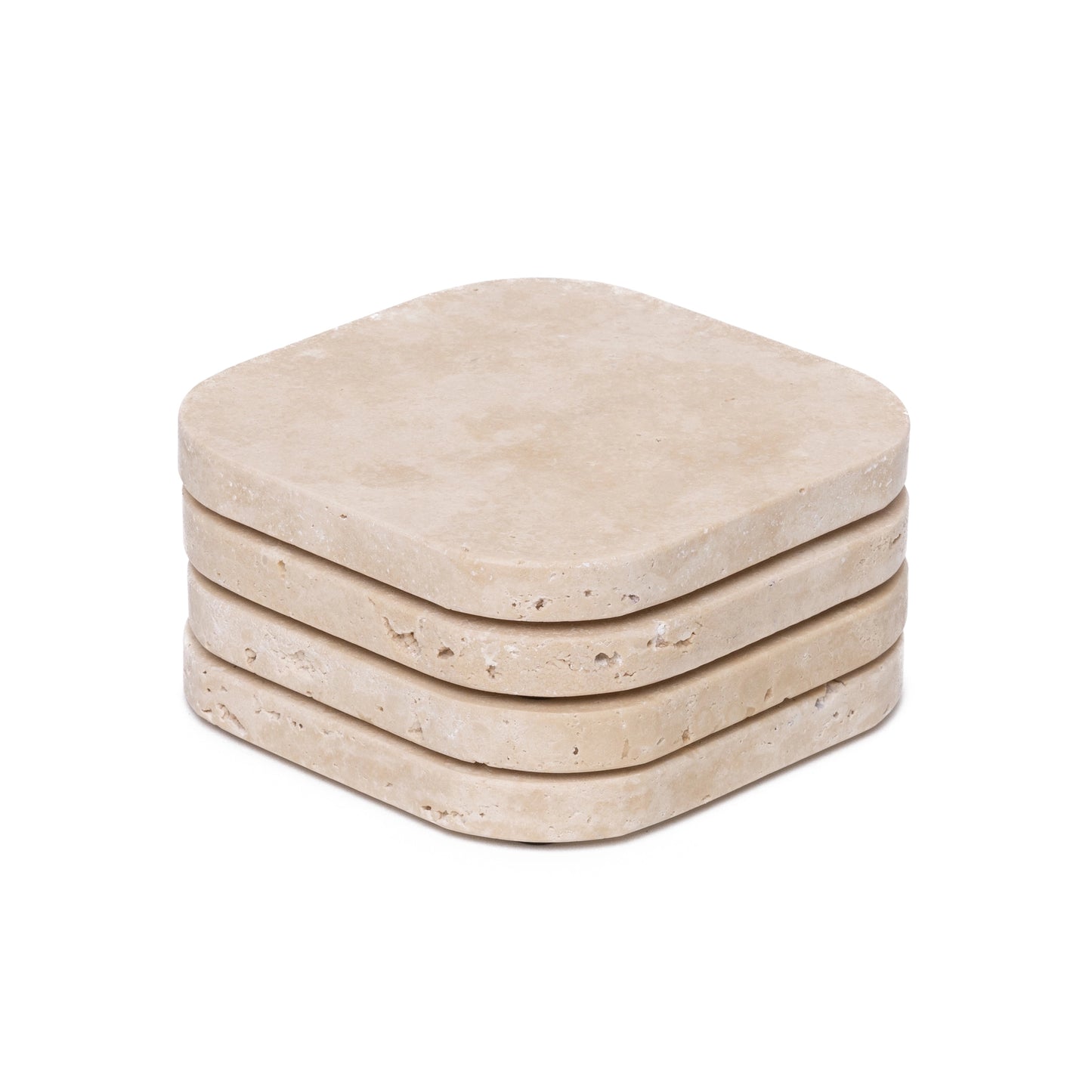 Beige Travertine Squared Coasters, Set of 4 - Rustike Home