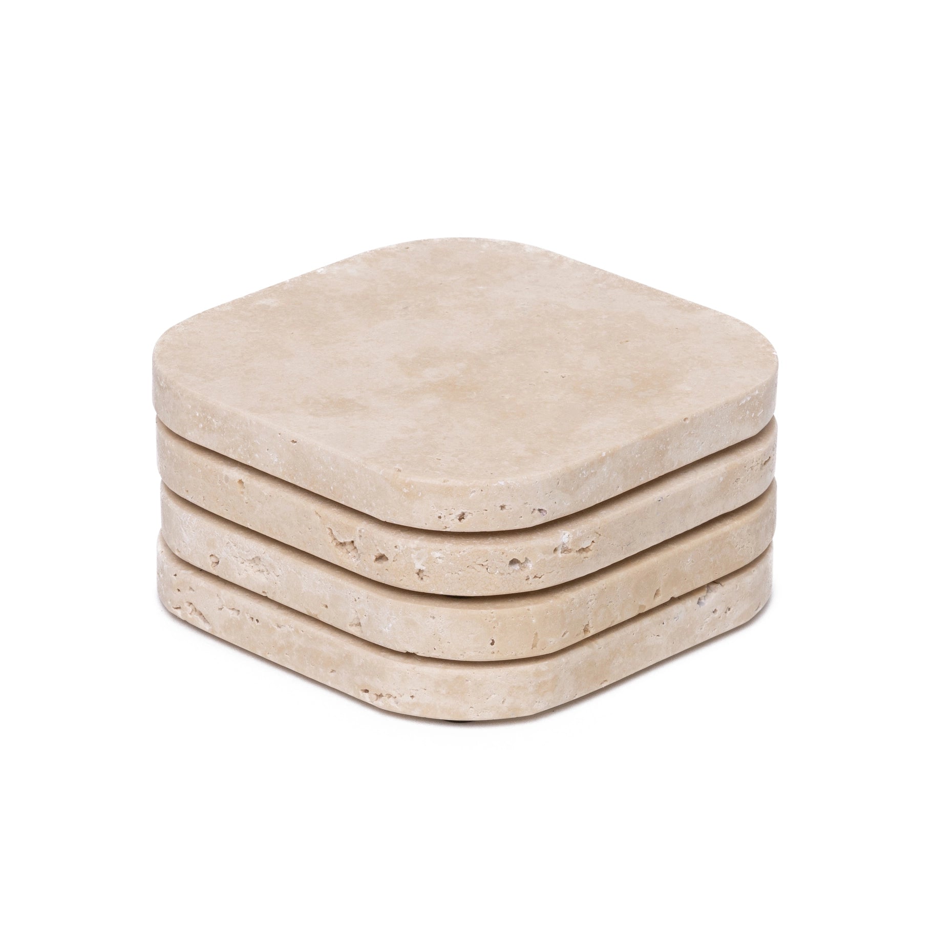Beige Travertine Squared Coasters, Set of 4 - Rustike Home