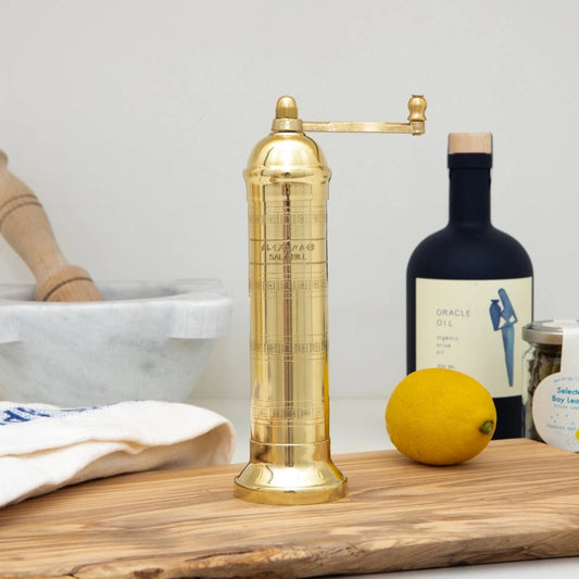 Salt and Pepper "Nikos" 8 in. Crank Grinder Mill Brass - Rustike Home