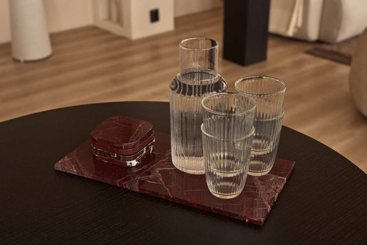 Marble Rosso Levanto Red Squared Coasters, Set of 4