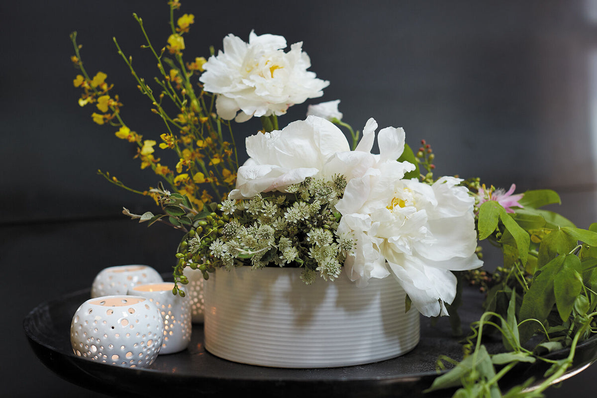 Decatur White Ribbed Decorative Bowl