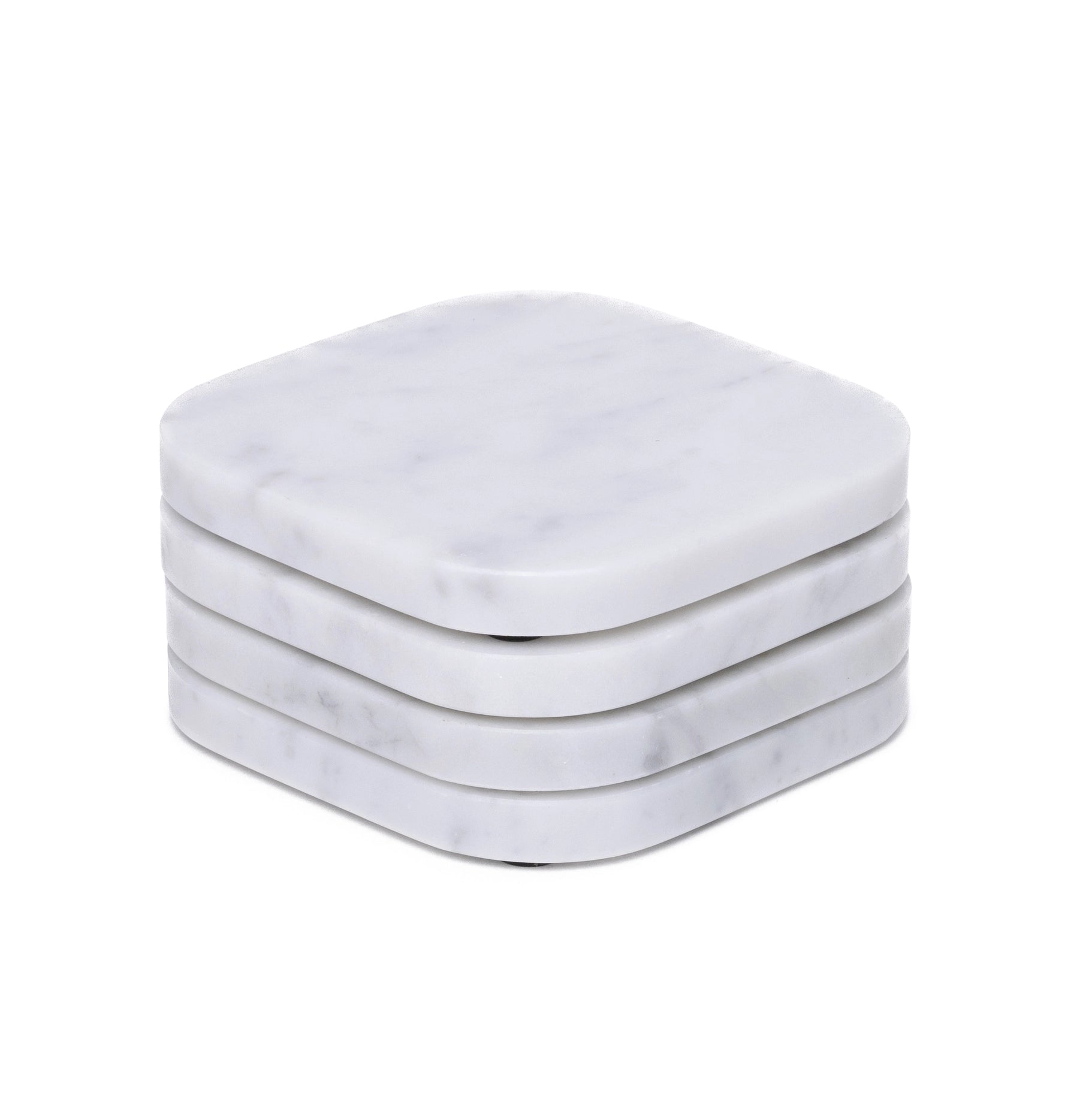 White Marble Squared Coasters, Set of 4 - Rustike Home