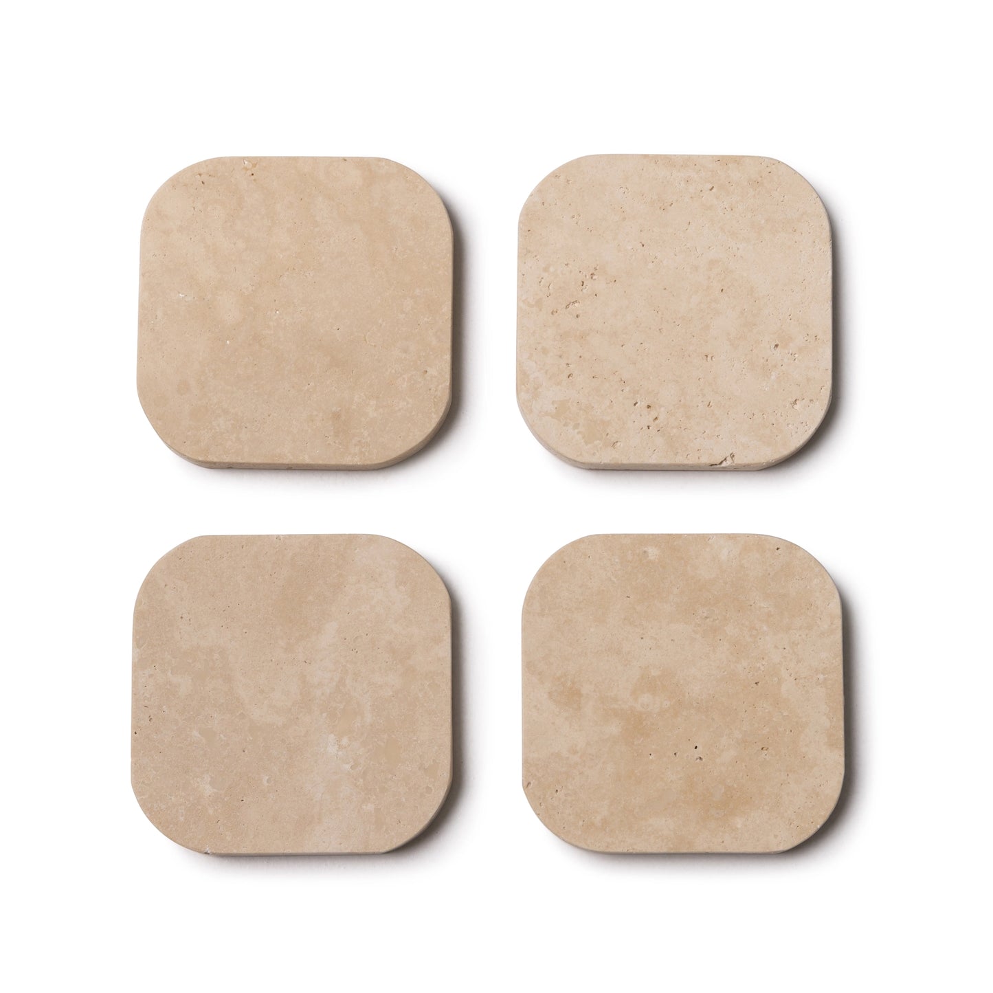 Beige Travertine Squared Coasters, Set of 4 - Rustike Home