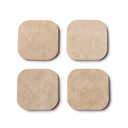 Beige Travertine Squared Coasters, Set of 4 - Rustike Home