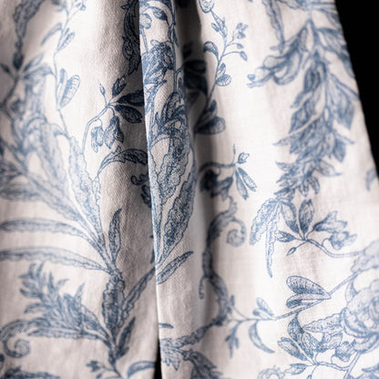 Blue White Toile Fabric Bow – Decorative Baby Nursery Ribbon Accent